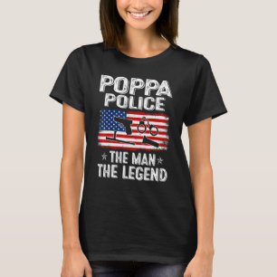 Mens Retro US Flag Vatertag Poppa Polizei L T-Shirt