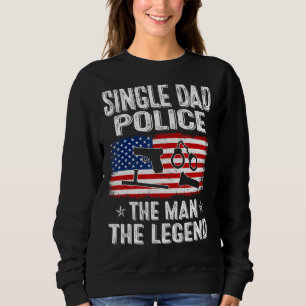 Mens Retro US Flag Vatertag Single Vater Polizei Sweatshirt