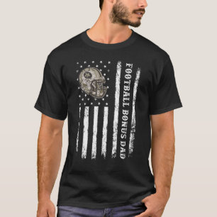Mens Retro Vintag American Flag Football Bonus Da T-Shirt