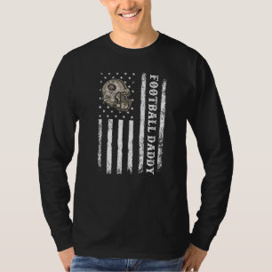 Mens Retro Vintag American Flag Football Daddy Fa T-Shirt