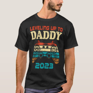 Mens Retro Vintag Leveling up to Daddy 2023 Promo T-Shirt