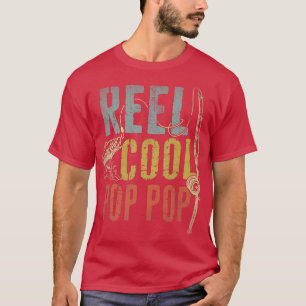 Mens Retro Vintag Rollen Cooler Pop Pop Angeln Fas T-Shirt