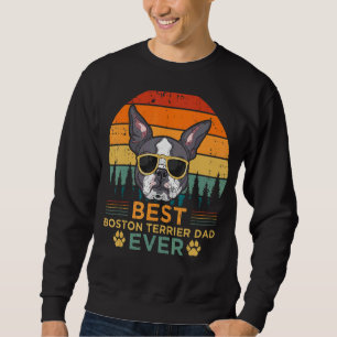 Mens Retro Vintag Sunset Best Boston Terrier Vater Sweatshirt