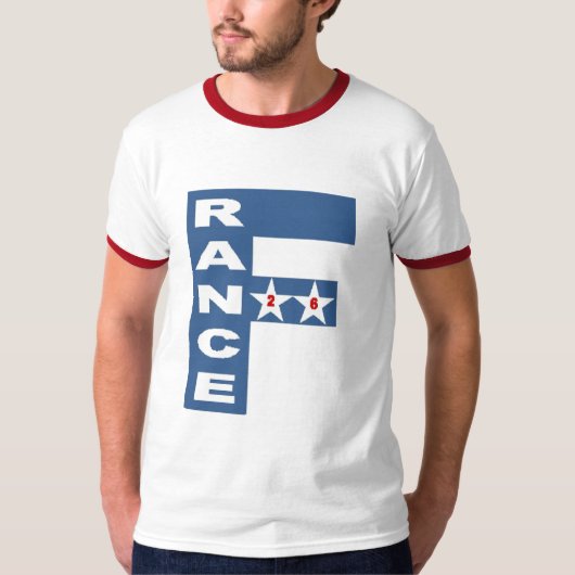 Men's Ringer T-Shirt  white red  FRANCE  26 (Vorderseite)