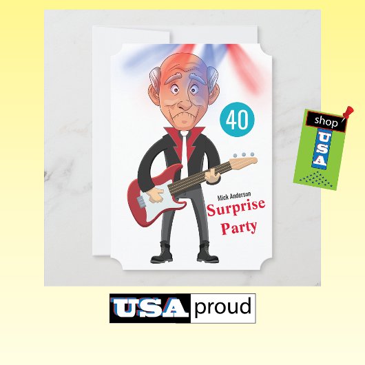 Men's Rockstar 🎸 Funky Birthday Guitar Einladung