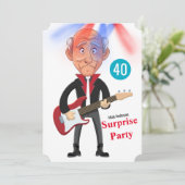 Men's Rockstar 🎸 Funky Birthday Guitar Einladung (Stehend Vorderseite)