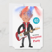 Men's Rockstar 🎸 Funky Birthday Guitar Einladung (Vorderseite)