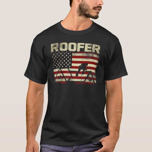 Mens Roofer American Flag Mens Roofing 3 T-Shirt (Vorderseite)