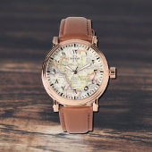 Men's Rose Gold Mekka Kartenüberwachung - Arabisch Armbanduhr