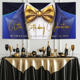 Mens Royal Blue Gold Tuxedo Geburtstagsparty Banner