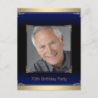 Mens Royal Blue und Gold Geburtstagsparty Einladung