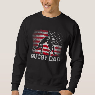 Mens Rugby Vater Vintag American Flag Retreto Vate Sweatshirt