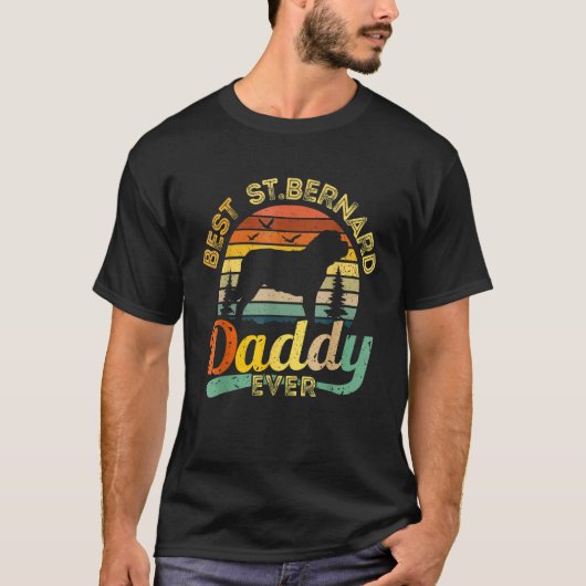 Mens Saint Bernard Dad Best Daddy Dog Retro Fathe T-Shirt (Vorderseite)