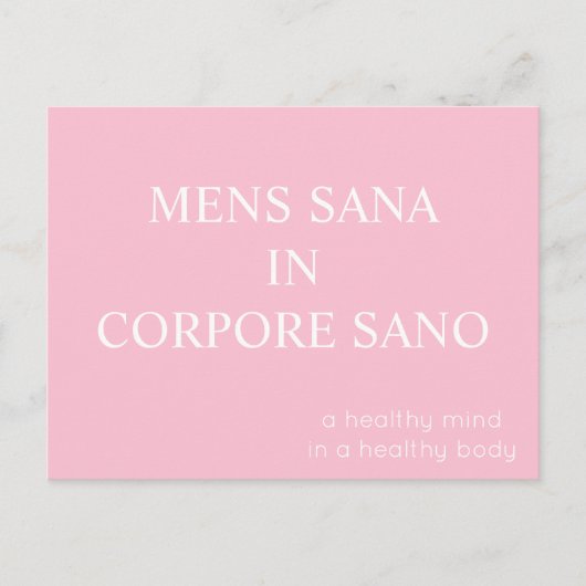 Mens Sana in Corpore Sano Postcard - Rosa Postkarte (Vorderseite)