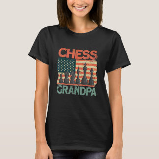 Mens Schach Großvater amerikanisches Flag Schach T-Shirt