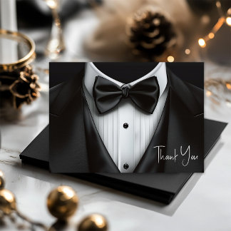 Mens Schwarz-weiß Tuxedo Geburtstagsparty Dankeskarte