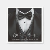 Mens Schwarz-weiß Tuxedo Geburtstagsparty Serviette (Vorderseite)