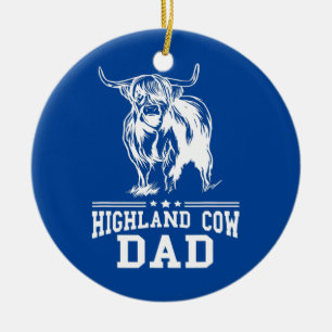 Mens Scottish Highland Cow Vater Bauer Father Keramik Ornament