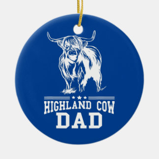 Mens Scottish Highland Cow Vater Bauer Father Keramik Ornament