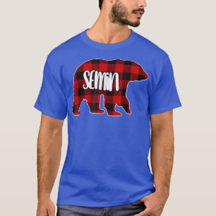Mens Semin Bear Custom Red Buffalo Karierte Weihna T-Shirt