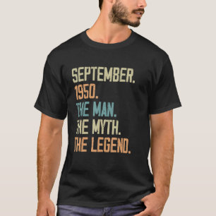 Mens September 1950 Man Myth Legend Geburtstag 73  T-Shirt