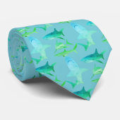 Mens Shark Krawatte-Aqua Blues & Grüntöne Krawatte (Gerollt)