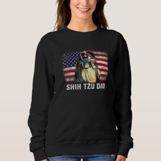 Mens Shih Tzu Vater American Flag Vatertag Sweatshirt