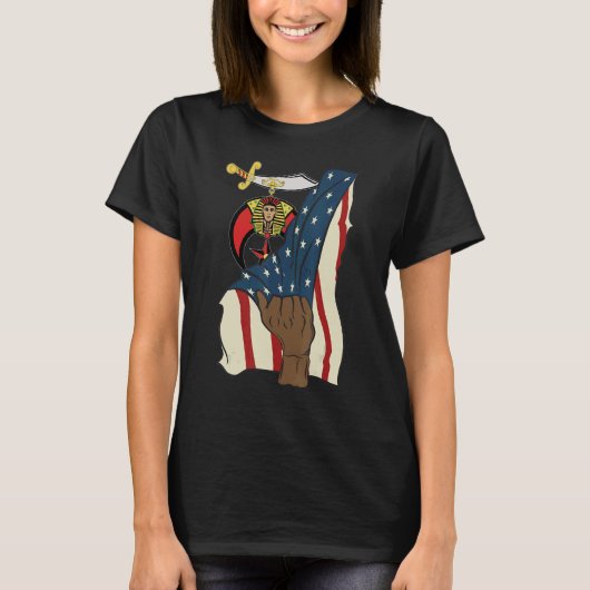 Mens Shriner Mason Real Pull US Flag 4. Juli Fath T-Shirt (Vorderseite)