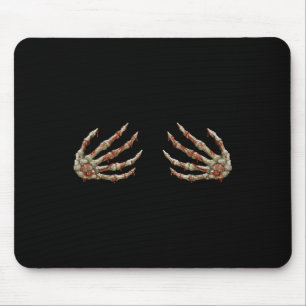 Mens Skeleton Hands Women - Spooky Halloween Rock Mousepad