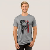 Mens Skull Firefighter  Tri-Blend Shirt (Vorderseite voll)