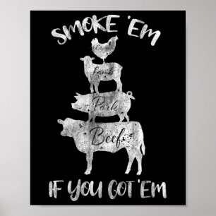 Mens Smokeem Funny T-Shirt Vathers Day Vater Grill Poster
