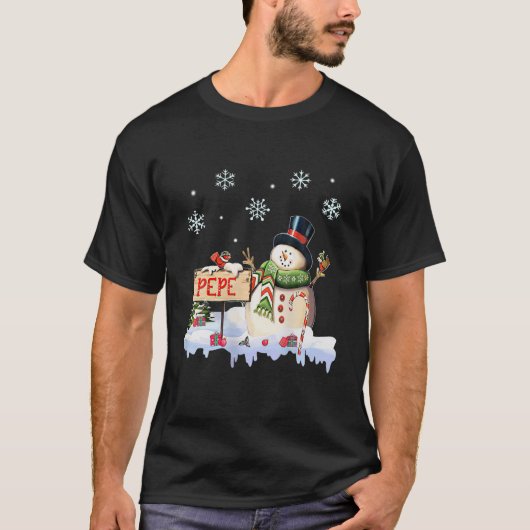 Mens Snowman Pepe Freeze Weihnachten Snowflake Ges T-Shirt (Vorderseite)