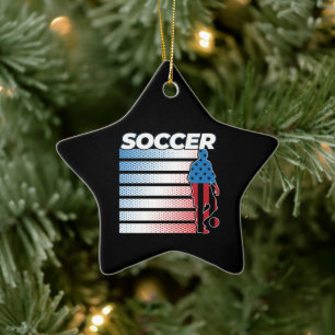 Men's Soccer Patriotic USA Flag Keramik Ornament
