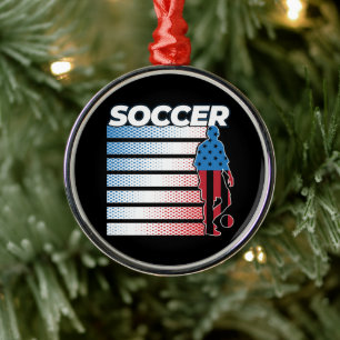 Men's Soccer Patriotic USA Flag Ornament Aus Metall