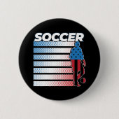 Mens Soccer Red White Blue Button (Vorderseite)