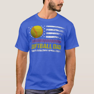 Mens Softball Vater Vintag USA Flag Vater T-Shirt