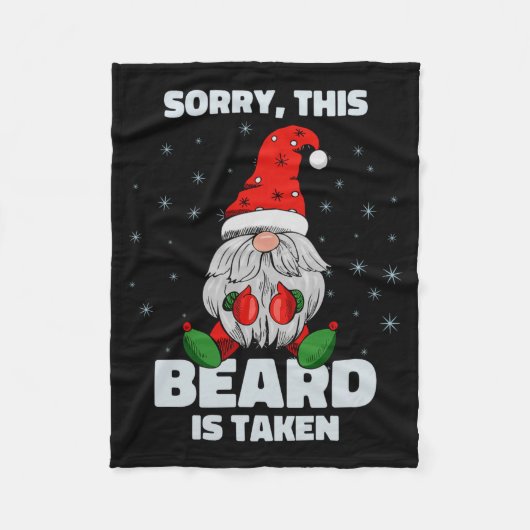 Mens Sorry This Beard Is Taken Christmas Gnome Bea Fleecedecke (Vorderseite)