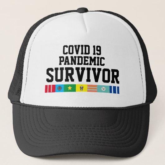 Mens Sports Novelty COVID 19 PANDEMIC SURVIVOR Truckerkappe (Vorderseite)