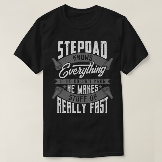 Mens Stepdad Knows Everything Funny Stepdad Father T-Shirt (Design vorne)