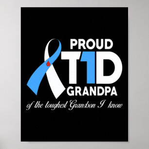 Mens Stolz T1D Großvater von Opa Diabetes Awaren Poster