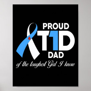 Mens Stolz T1D Vater von Töchterdiabetes Bewusstse Poster