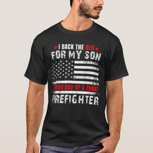 Mens Stolz Vater des Feuerwehrmanns Sohn I unterst T-Shirt (Vorderseite)