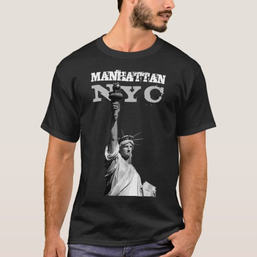 Men's T - Shirt Manhattan Liberty Statue New York (Vorderseite)