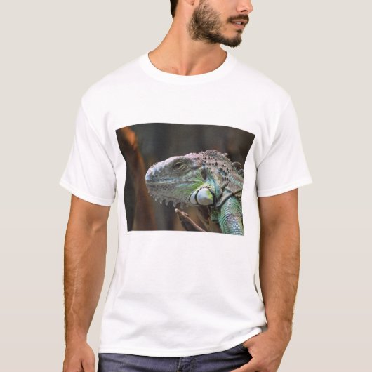 Mens T Shirt mit farbiger Iguana Lizard (Vorderseite)