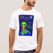 Men's T-Shirt with Alien and Fireworks for new Dad (Vorderseite)
