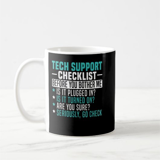 Mens Tech Technical Support Checklist Computer Sys Kaffeetasse (Links)