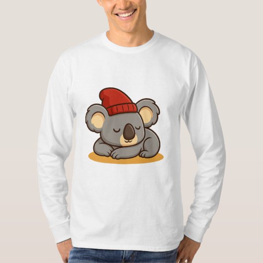 Men's Tee with a Cartoon Illustration of a Koala (Vorderseite)