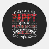 Mens They Call Me Pappy Tee Christmas Fathers Day Runder Aufkleber (Vorderseite)