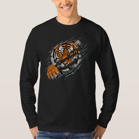 Men's Tiger Ripped Effect Long-sleeved Tshirt (Vorderseite)