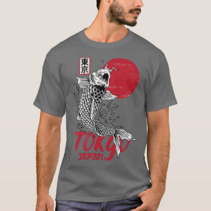 Mens Tokyo Japan Design mit Koi Carp in Rot und T-Shirt